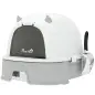 Arenero para Gatos L Caja de Arena para Gatos con Tapa Extraíble y Bandeja de Acero Inoxidable Extraíble Pala Gris