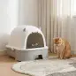 Arenero para Gatos L Caja de Arena para Gatos con Tapa Extraíble y Bandeja de Acero Inoxidable Extraíble Pala Gris