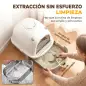 Arenero para Gatos L Caja de Arena para Gatos con Tapa Extraíble y Bandeja de Acero Inoxidable Extraíble Pala Gris