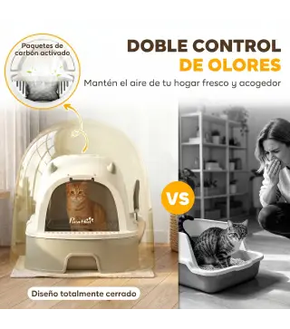 Arenero para Gatos L Caja de Arena para Gatos con Tapa Extraíble y Bandeja de Acero Inoxidable Extraíble Pala Gris