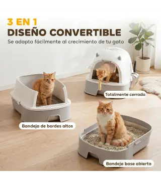 Arenero para Gatos L Caja de Arena para Gatos con Tapa Extraíble y Bandeja de Acero Inoxidable Extraíble Pala Gris