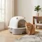 Arenero para Gatos L Caja de Arena para Gatos con Tapa Extraíble y Bandeja de Acero Inoxidable Extraíble Pala Gris