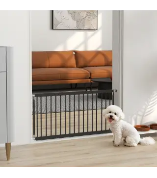 Barrera de Seguridad para Perros Pequeños Extensible 67-93,5 cm Altura 45 cm para Puertas y Escaleras Negro