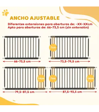 Barrera de Seguridad para Perros Pequeños Extensible 67-93,5 cm Altura 45 cm para Puertas y Escaleras Negro