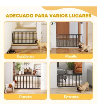 Barrera de Seguridad para Perros Pequeños Extensible 67-93,5 cm Altura 45 cm para Puertas y Escaleras Negro