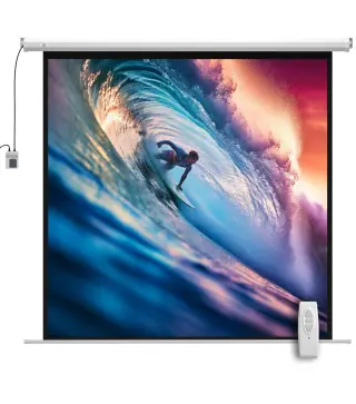 Pantalla de Proyector Eléctrica 92 Pulgadas Pantalla de Proyección con Control Remoto Formato 1:1 HD 4K Blanco