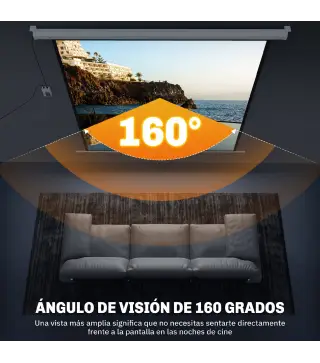 Pantalla de Proyector Eléctrica 92 Pulgadas Pantalla de Proyección con Control Remoto Formato 1:1 HD 4K Blanco
