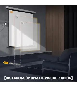 Pantalla de Proyector Eléctrica 92 Pulgadas Pantalla de Proyección con Control Remoto Formato 1:1 HD 4K Blanco