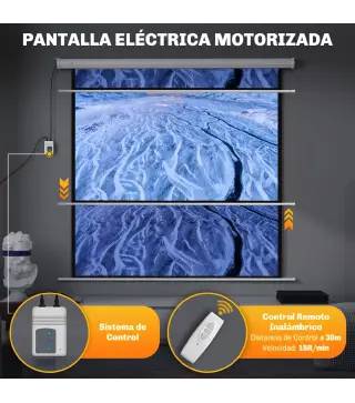Pantalla de Proyector Eléctrica 92 Pulgadas Pantalla de Proyección con Control Remoto Formato 1:1 HD 4K Blanco