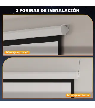 Pantalla de Proyector Eléctrica 92 Pulgadas Pantalla de Proyección con Control Remoto Formato 1:1 HD 4K Blanco