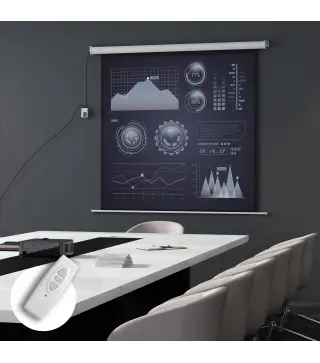 Pantalla de Proyector Eléctrica 92 Pulgadas Pantalla de Proyección con Control Remoto Formato 1:1 HD 4K Blanco
