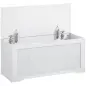 Baúl de Almacenaje 136L Banco de Almacenaje con Panel de Ratán para Recibidor 100x40x45 cm Blanco