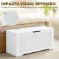 Baúl de Almacenaje 136L Banco de Almacenaje con Panel de Ratán para Recibidor 100x40x45 cm Blanco