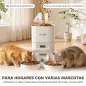 Comedero Gato Automático 4L Dispensador Comida para Gatos/Perros 1-6 Comidas al Día 2 Cuencos 2 Fuentes de Alimentación