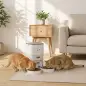 Comedero Gato Automático 4L Dispensador Comida para Gatos/Perros 1-6 Comidas al Día 2 Cuencos 2 Fuentes de Alimentación