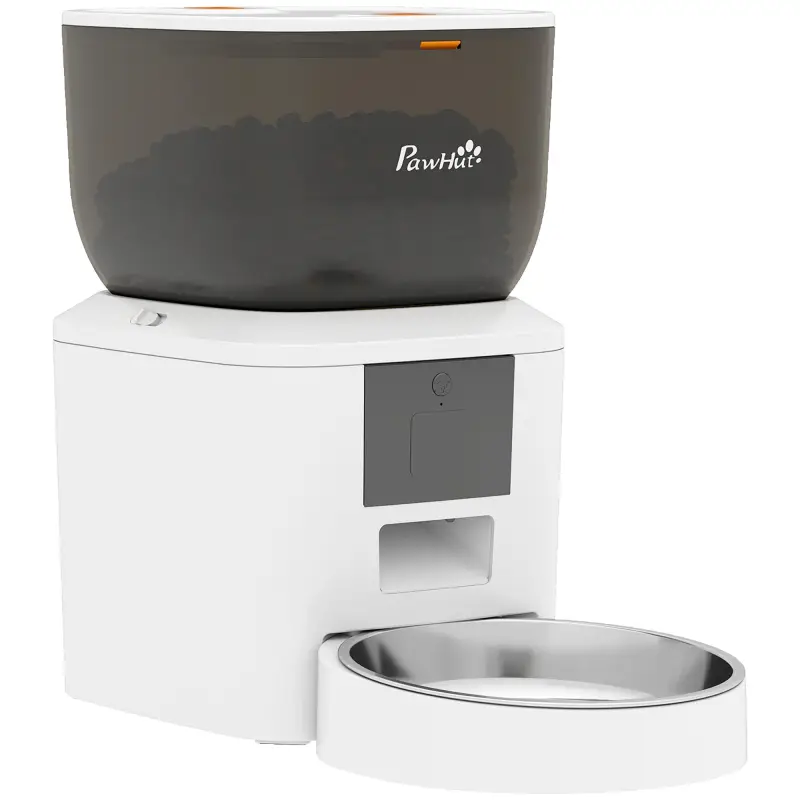 Comedero Automático 4L WiFi 2.4G para Gatos Perros con Control App 2 Cuencos 1-10 Comidas al Día Grabadora Voz 10s