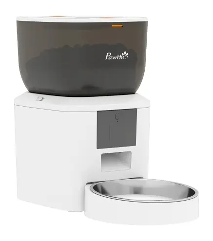 Comedero Automático 4L WiFi 2.4G para Gatos Perros con Control App 2 Cuencos 1-10 Comidas al Día Grabadora Voz 10s
