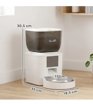 Comedero Automático 4L WiFi 2.4G para Gatos Perros con Control App 2 Cuencos 1-10 Comidas al Día Grabadora Voz 10s