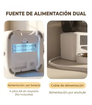 Comedero Automático 4L WiFi 2.4G para Gatos Perros con Control App 2 Cuencos 1-10 Comidas al Día Grabadora Voz 10s