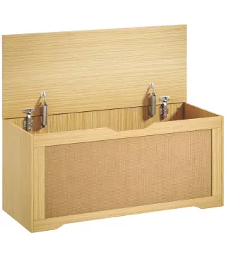 Baúl de Almacenaje 108L Banco de Almacenaje con Panel de Ratán Tapa Brazos de Soporte para Recibidor 80x40x45 cm Roble