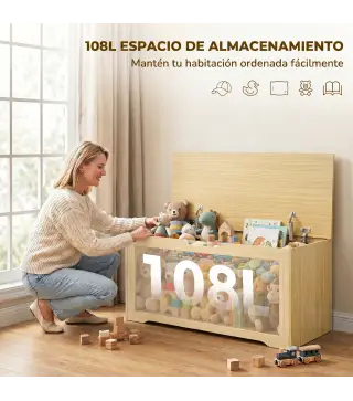 Baúl de Almacenaje 108L Banco de Almacenaje con Panel de Ratán Tapa Brazos de Soporte para Recibidor 80x40x45 cm Roble