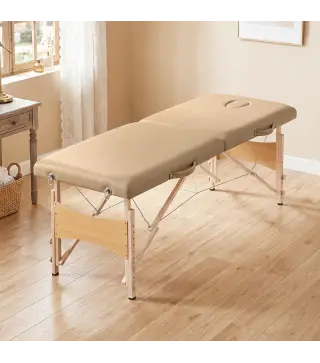 Camilla de Masaje Plegable con Marco de Madera con Altura Regulable y Bolsa de Transporte 186x60x61-87 cm Marrón