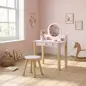 Tocador de Maquillaje Niña Tocador Infantil con Taburete Espejo Cajón y 2 Estantes Abiertos para Niños 3 a 6 Años Rosa