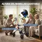 Andador para Ancianos Plegable con Asiento 4 Ruedas Altura Ajustable Frenos de Maneta Cesta Bandeja Porta Bastón Azul