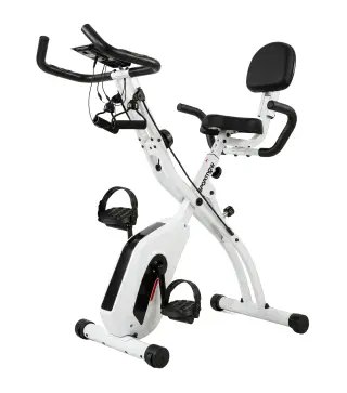 Bicicleta Estática Plegable con 8 Niveles de Resistencia Volante Pantalla LCD Bluetooth Pulsómetro y Sillín Ajustable