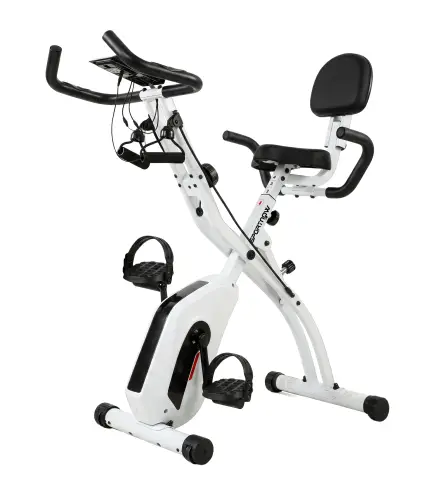 Bicicleta Estática Plegable con 8 Niveles de Resistencia Volante Pantalla LCD Bluetooth Pulsómetro y Sillín Ajustable