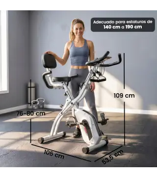 Bicicleta Estática Plegable con 8 Niveles de Resistencia Volante Pantalla LCD Bluetooth Pulsómetro y Sillín Ajustable