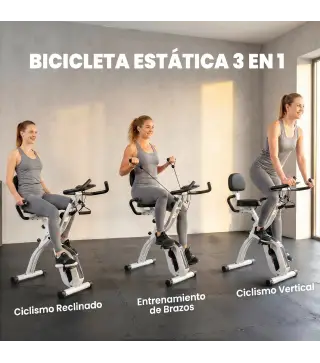 Bicicleta Estática Plegable con 8 Niveles de Resistencia Volante Pantalla LCD Bluetooth Pulsómetro y Sillín Ajustable