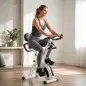 Bicicleta Estática Plegable con 8 Niveles de Resistencia Volante Pantalla LCD Bluetooth Pulsómetro y Sillín Ajustable