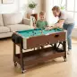 Mesa Multijuegos 3 en 1 con Ruedas con Freno Estante de Almacenaje Futbolines para Niños Billar Air Hockey Nogal