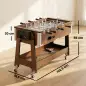 Mesa Multijuegos 3 en 1 con Ruedas con Freno Estante de Almacenaje Futbolines para Niños Billar Air Hockey Nogal