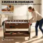 Mesa Multijuegos 3 en 1 con Ruedas con Freno Estante de Almacenaje Futbolines para Niños Billar Air Hockey Nogal