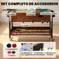 Mesa Multijuegos 3 en 1 con Ruedas con Freno Estante de Almacenaje Futbolines para Niños Billar Air Hockey Nogal