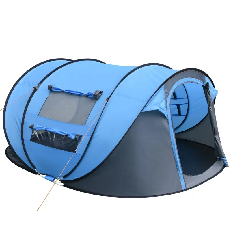 Tienda de Camping Pop-up con Ventanas Bolsillos y Bolsa de Transporte Impermeable Anti-UV 263,5x220x123 cm Azul