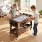 Mesa Multijuegos 3 en 1 con Ruedas con Freno Estante de Almacenaje Futbolines para Niños Billar Air Hockey Nogal