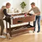 Mesa Multijuegos 3 en 1 con Ruedas con Freno Estante de Almacenaje Futbolines para Niños Billar Air Hockey Nogal