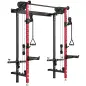 Jaula de Potencia Plegable Rack para Sentadillas con Barra de Dominadas Sistema de Poleas Carga 700 kg Rojo
