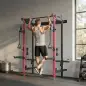 Jaula de Potencia Plegable Rack para Sentadillas con Barra de Dominadas Sistema de Poleas Carga 700 kg Rojo