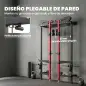 Jaula de Potencia Plegable Rack para Sentadillas con Barra de Dominadas Sistema de Poleas Carga 700 kg Rojo