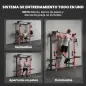 Jaula de Potencia Plegable Rack para Sentadillas con Barra de Dominadas Sistema de Poleas Carga 700 kg Rojo