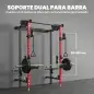 Jaula de Potencia Plegable Rack para Sentadillas con Barra de Dominadas Sistema de Poleas Carga 700 kg Rojo