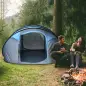 Tienda de Camping Pop-up con Ventanas Bolsillos y Bolsa de Transporte Impermeable Anti-UV 263,5x220x123 cm Azul
