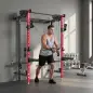 Jaula de Potencia Plegable Rack para Sentadillas con Barra de Dominadas Sistema de Poleas Carga 700 kg Rojo