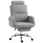 Silla de Escritorio con Reposapiés Tapizada en Borreguito con Respaldo Reclinable Reposacabezas Ajustable Gris Claro Silla de Escritorio con Reposapiés Tapizada en Borreguito con Respaldo Reclinable Reposacabezas Ajustable Gris Claro