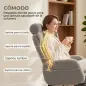 Silla de Escritorio con Reposapiés Tapizada en Borreguito con Respaldo Reclinable Reposacabezas Ajustable Gris Claro Silla de Escritorio con Reposapiés Tapizada en Borreguito con Respaldo Reclinable Reposacabezas Ajustable Gris Claro