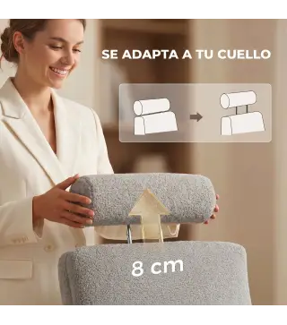 Silla de Escritorio con Reposapiés Tapizada en Borreguito con Respaldo Reclinable Reposacabezas Ajustable Gris Claro